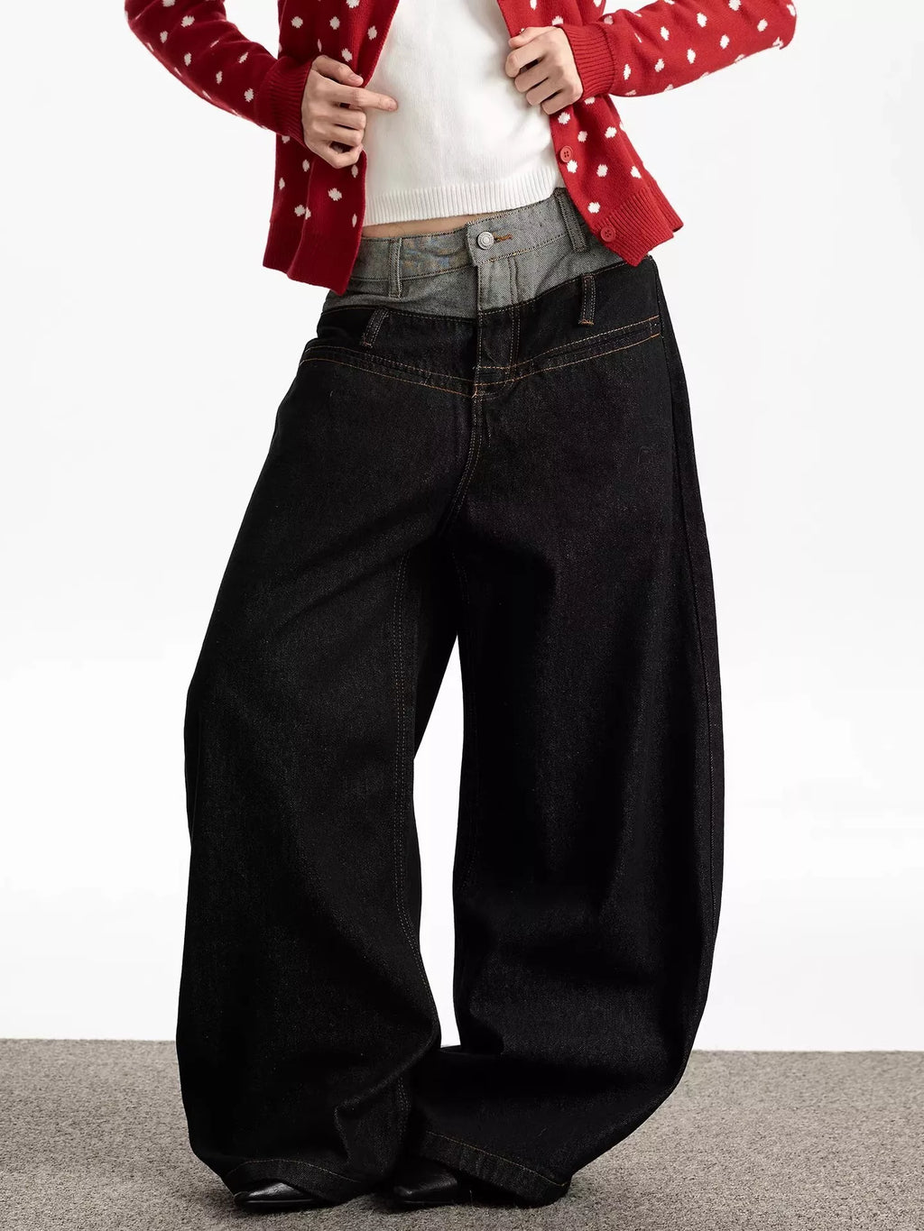 Men's Double Waist Wide Leg Jeans