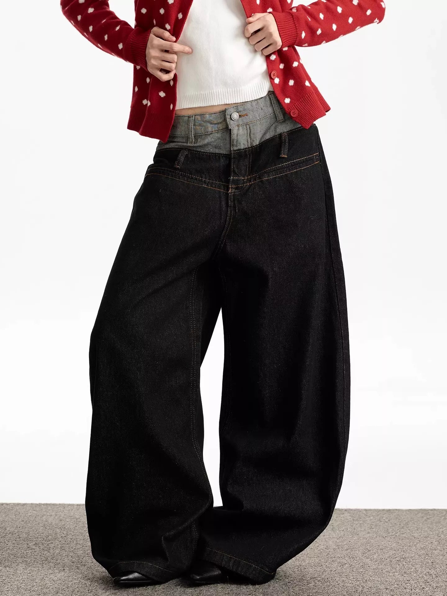 Men's Double Waist Wide Leg Jeans