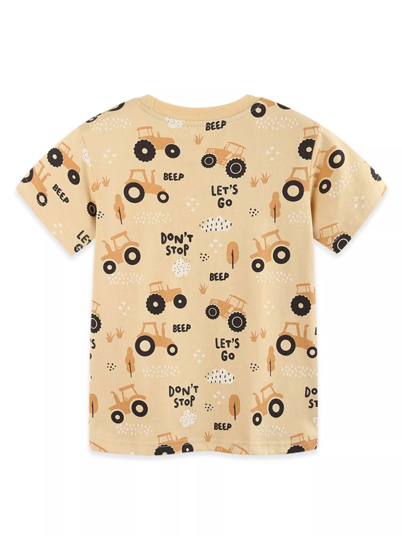 Children's Tractor Print Crew Neck Short Sleeve T-Shirt
