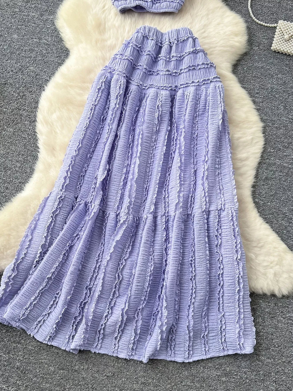 Ruched Crop Top and Maxi Skirt Set