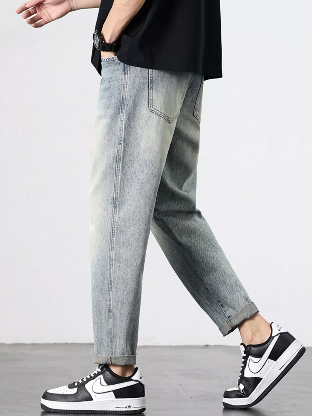 Men's Vintage Distressed Straight Leg Jeans
