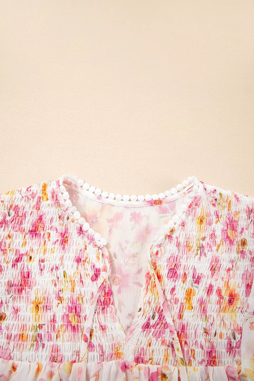 Floral Print Tie-Neck Blouse