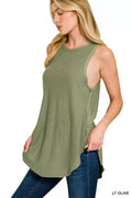 Zenana Curved Hem Slub Tunic Tank