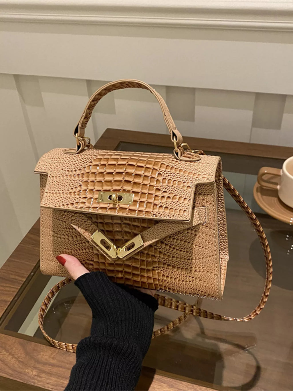 Embossed Flap Crossbody Bag