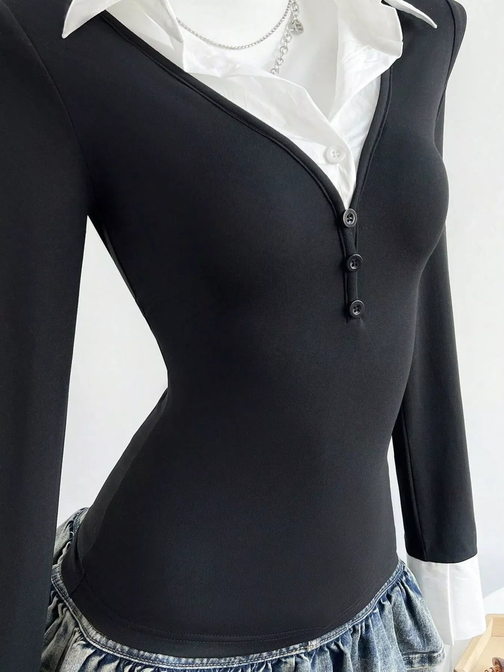 Long Sleeve Polo Collar Slim Fit T-Shirt