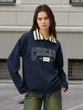 Striped Collar Letter Graphic Sweatshirt