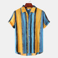 Men's Plus Size Button Down Striped Collared Neck Shirt