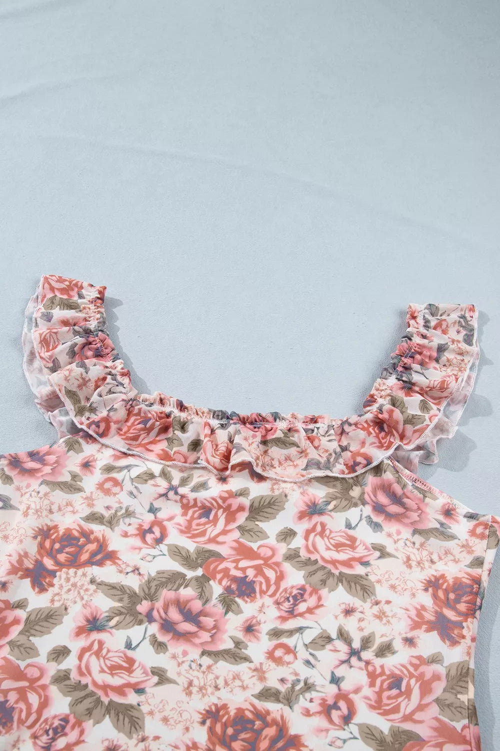 Floral Print Ruffle Trim Tank