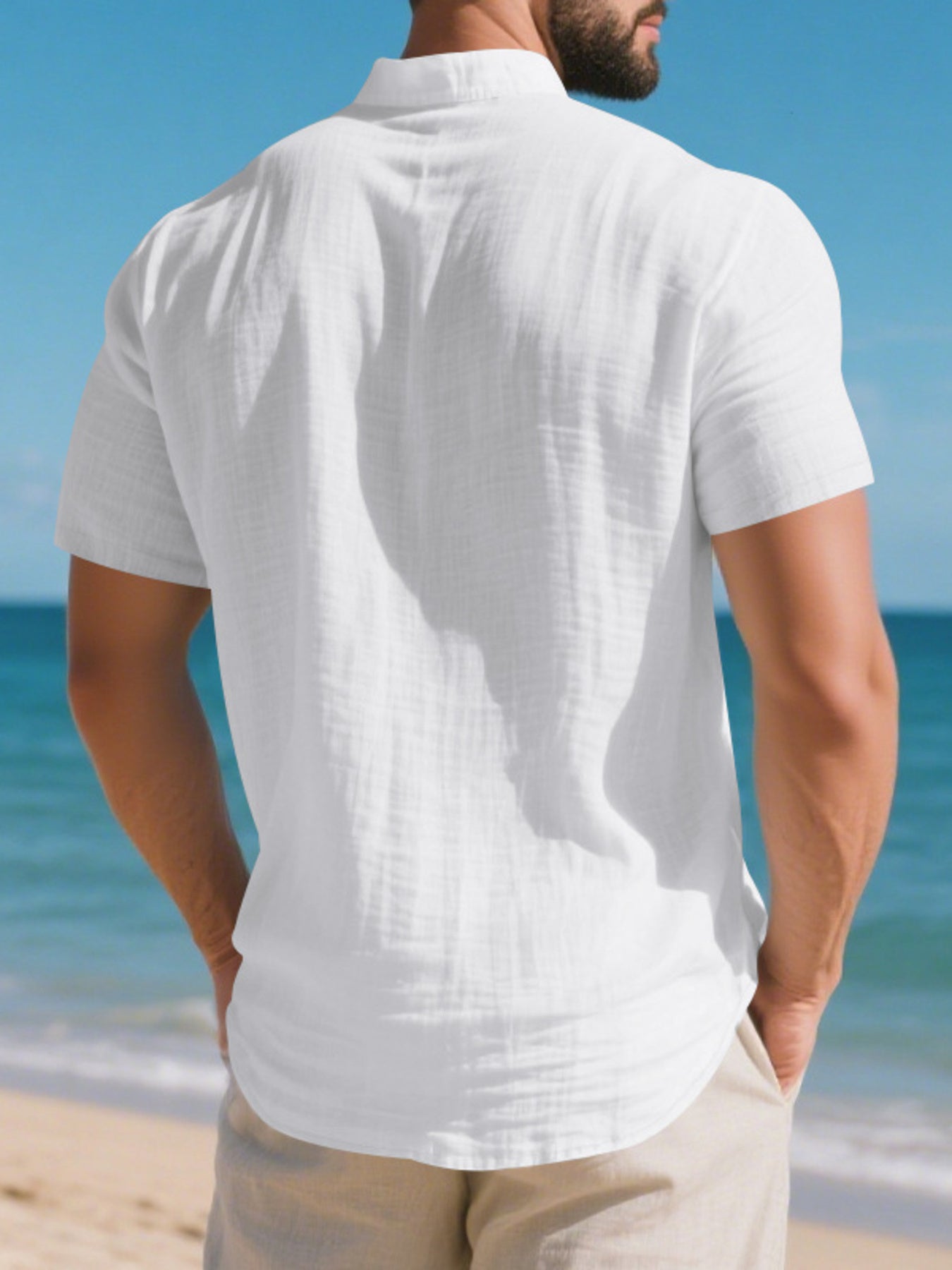 Men's Full Size Button Detail Short Sleeve Shirt Plus Size