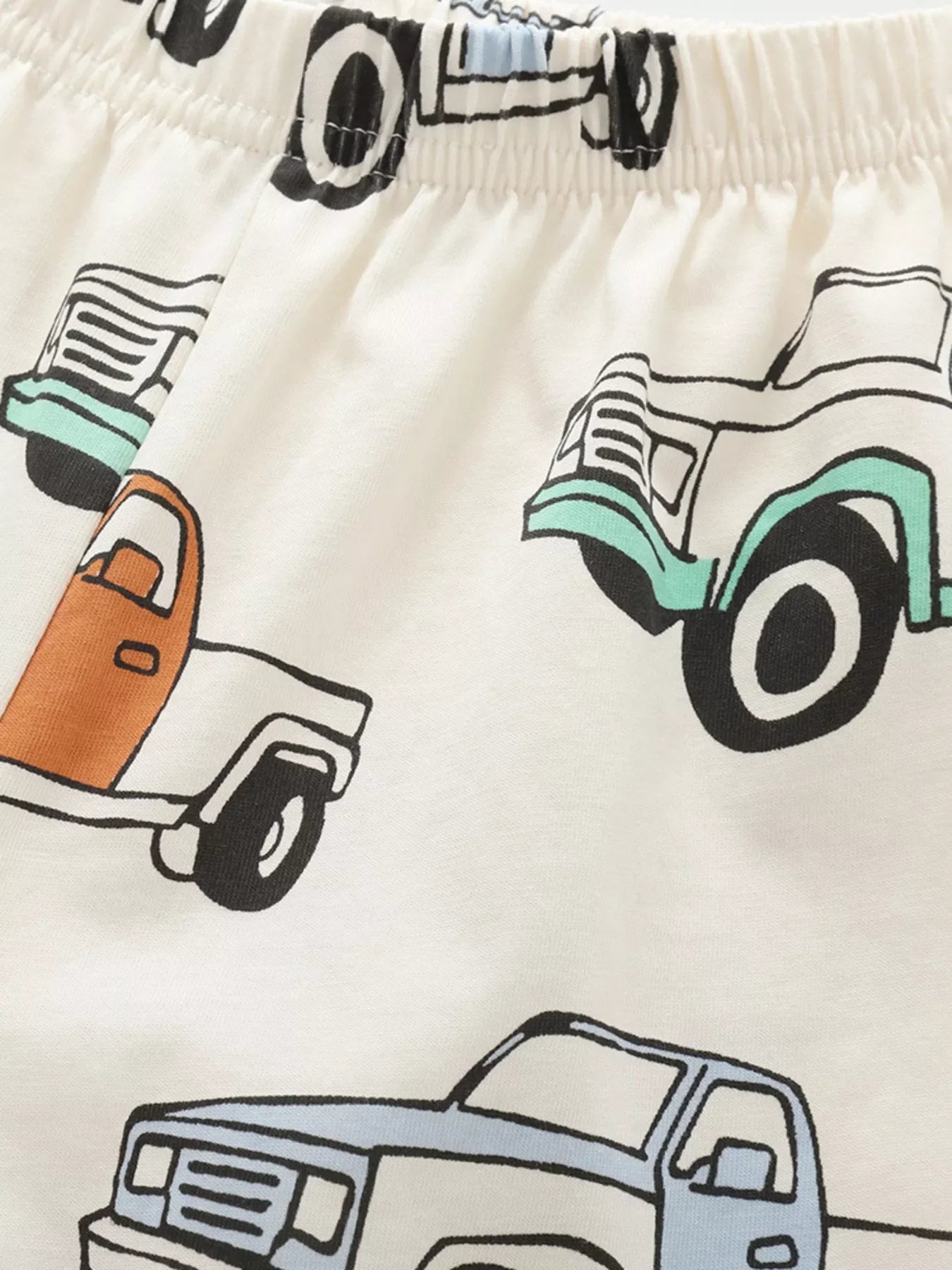 Children's Truck Print Round Neck Tee and Shorts Set