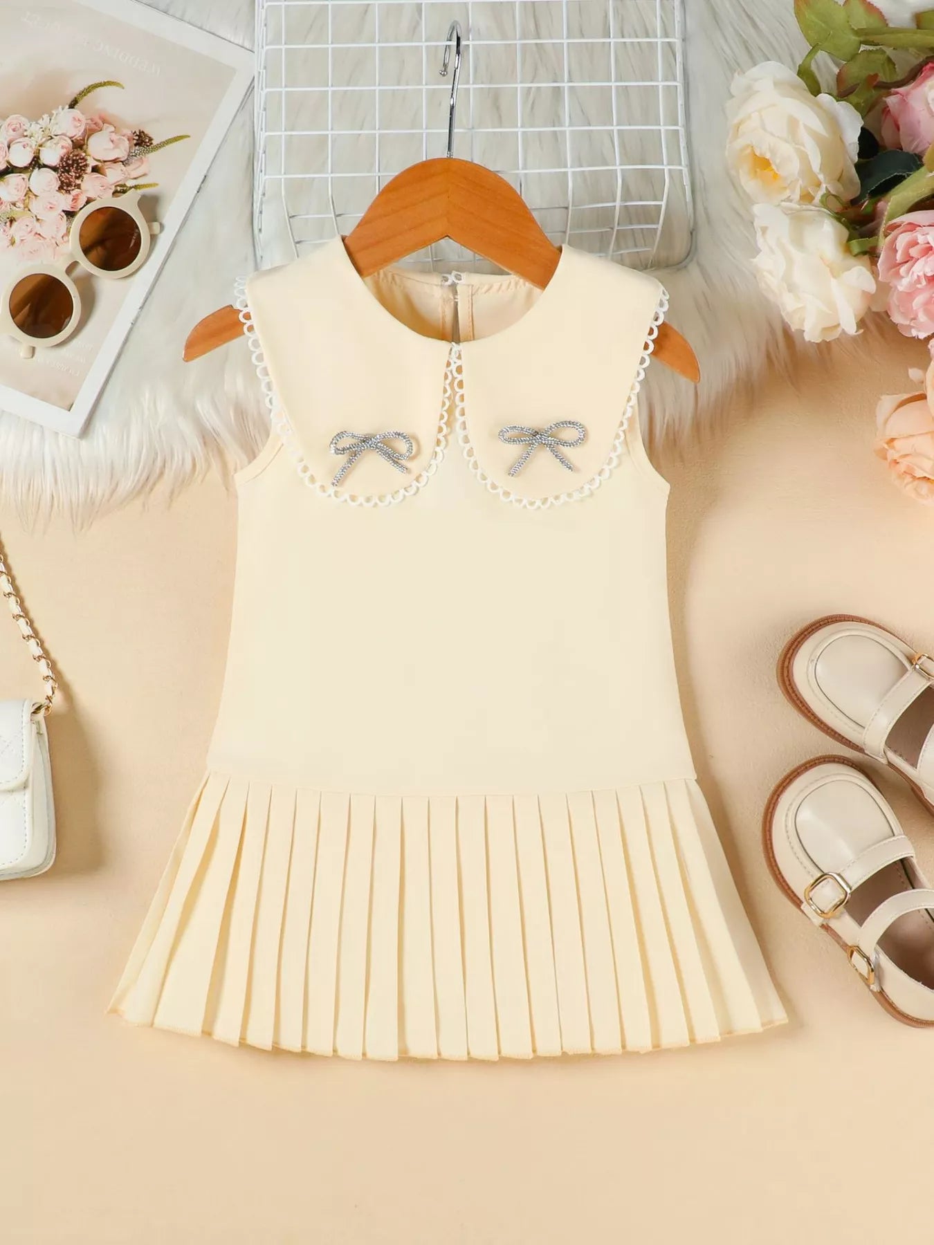 Children's Bow-Accented Pleated Dress