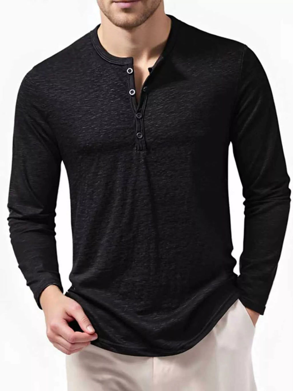 Men's Long Sleeve Henley T-Shirt