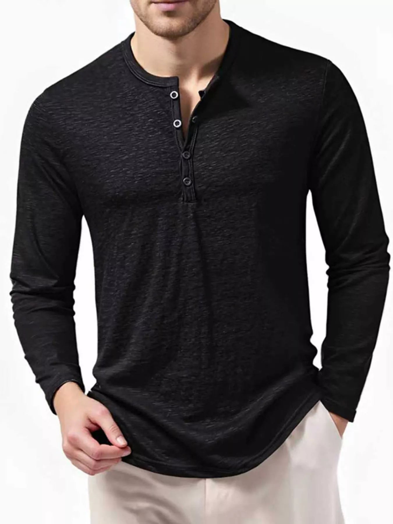 Men's Long Sleeve Henley T-Shirt