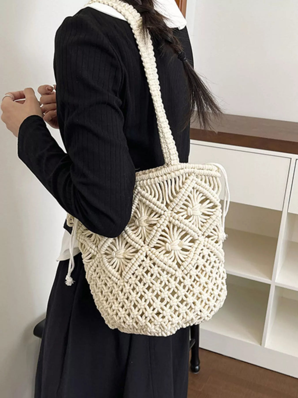 Crochet Bucket Shoulder Bag