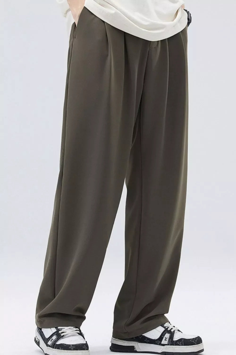 Men's Full Size Loose Fit Casual Pleated Pants Plus Size
