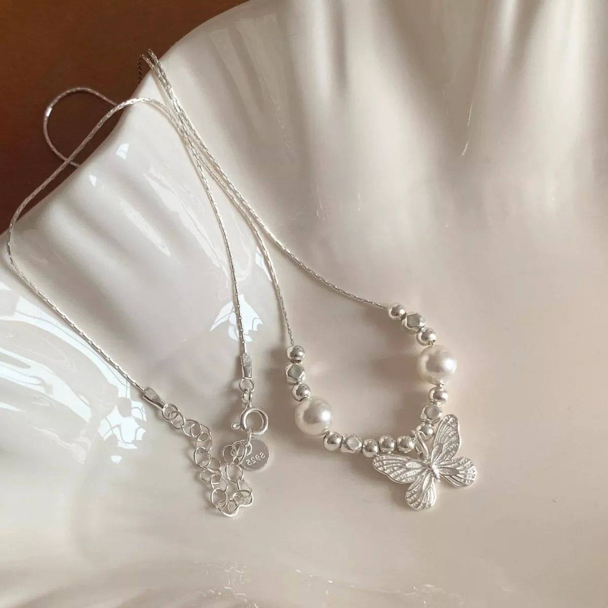Butterfly Pearl Pendant Necklace