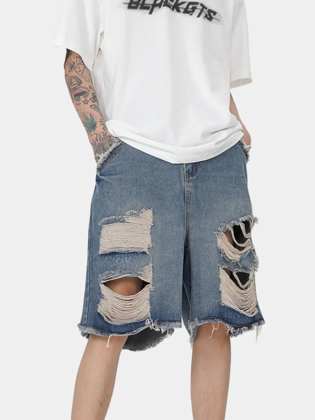 Men's Distressed Denim Shorts