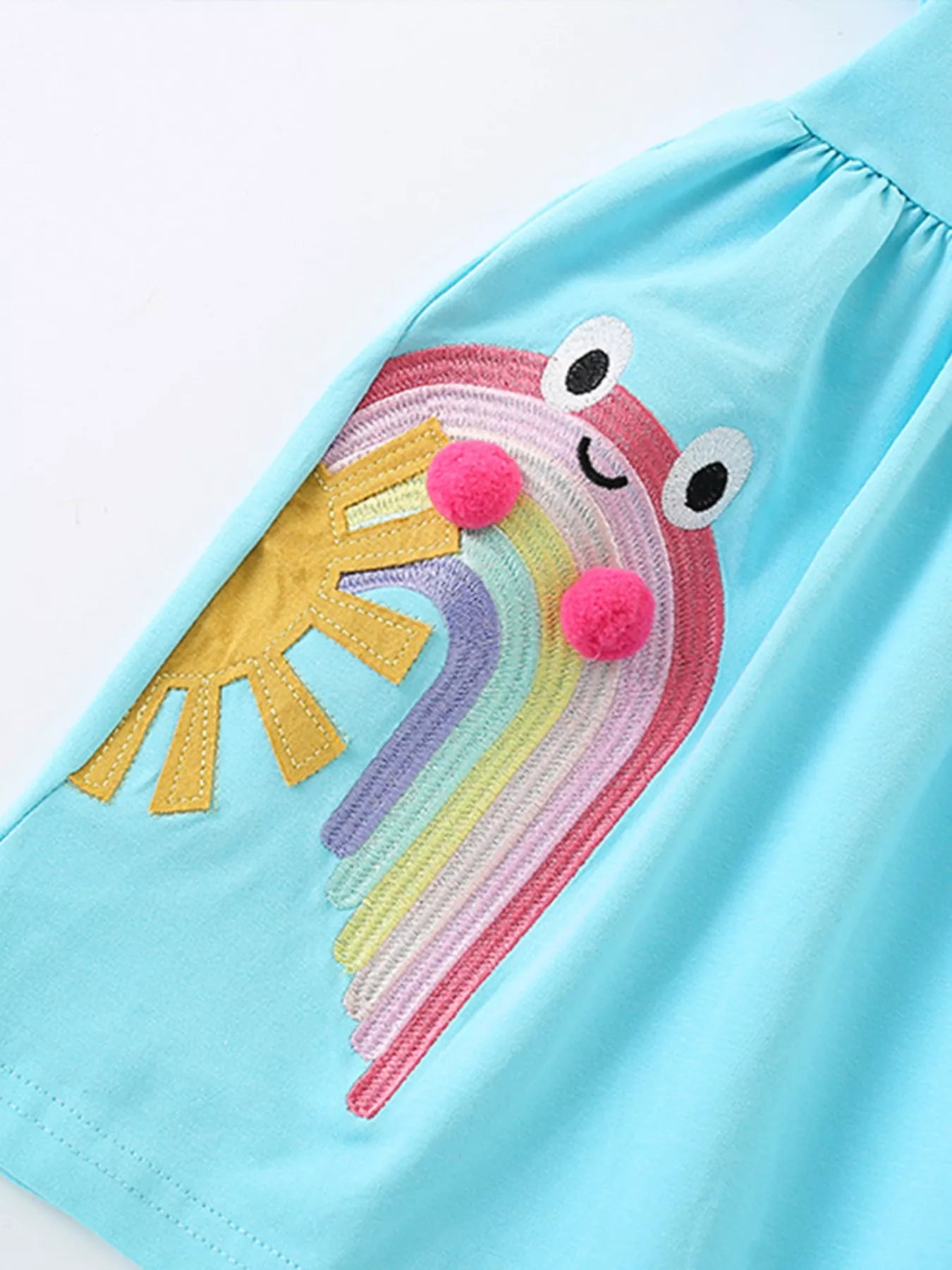 Children's Cute Rainbow Frog Embroidered Dress