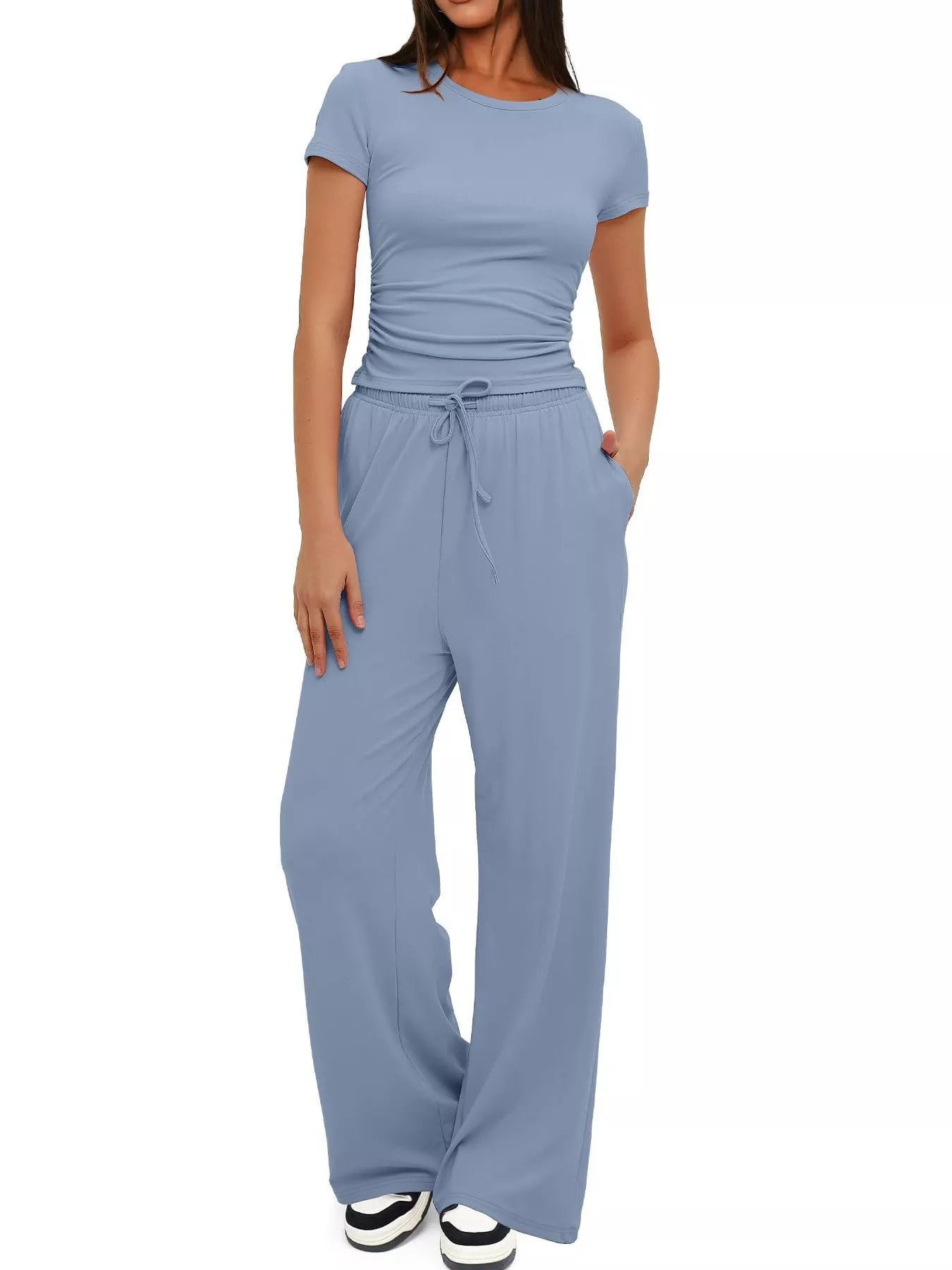 Short Sleeve Top and Drawstring Pants Set