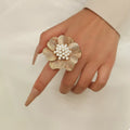 18K Gold-Plated Pearl Flower Ring