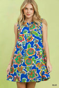 Umgee Abstract Print Sleeveless Shift Dress
