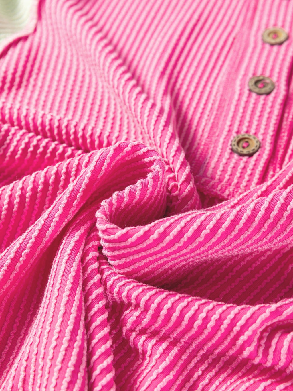 Twisted Rib Color Block Patchwork Short Sleeve Henley Top