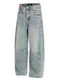Men's Washed Distressed Curved Jeans