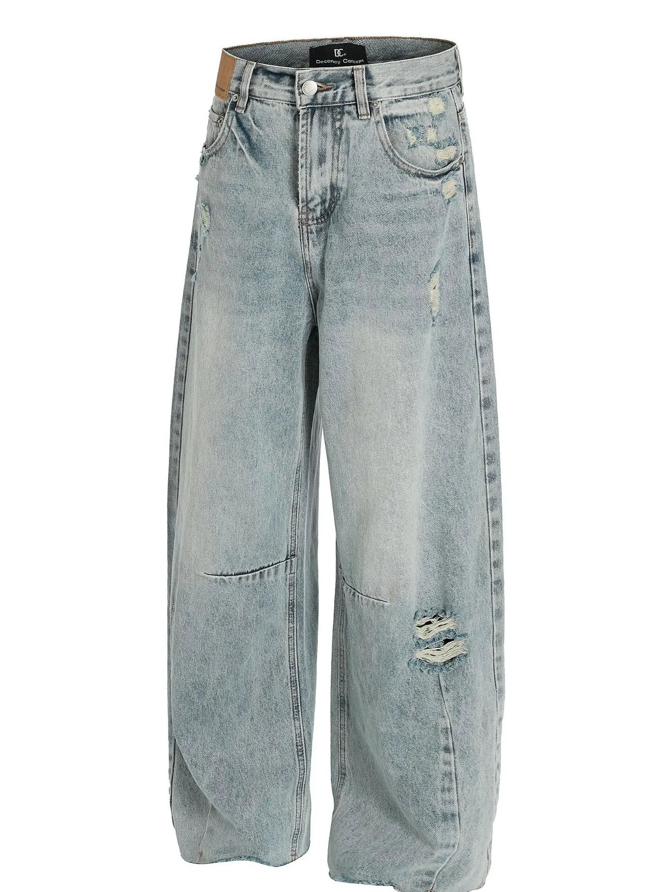 Men's Washed Distressed Curved Jeans