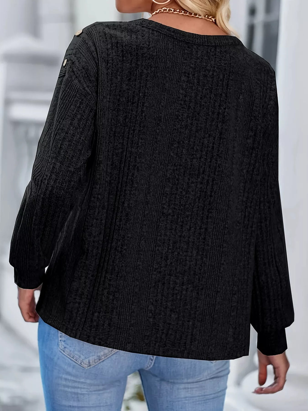 Boat Neck Ribbed Knit T-Shirt