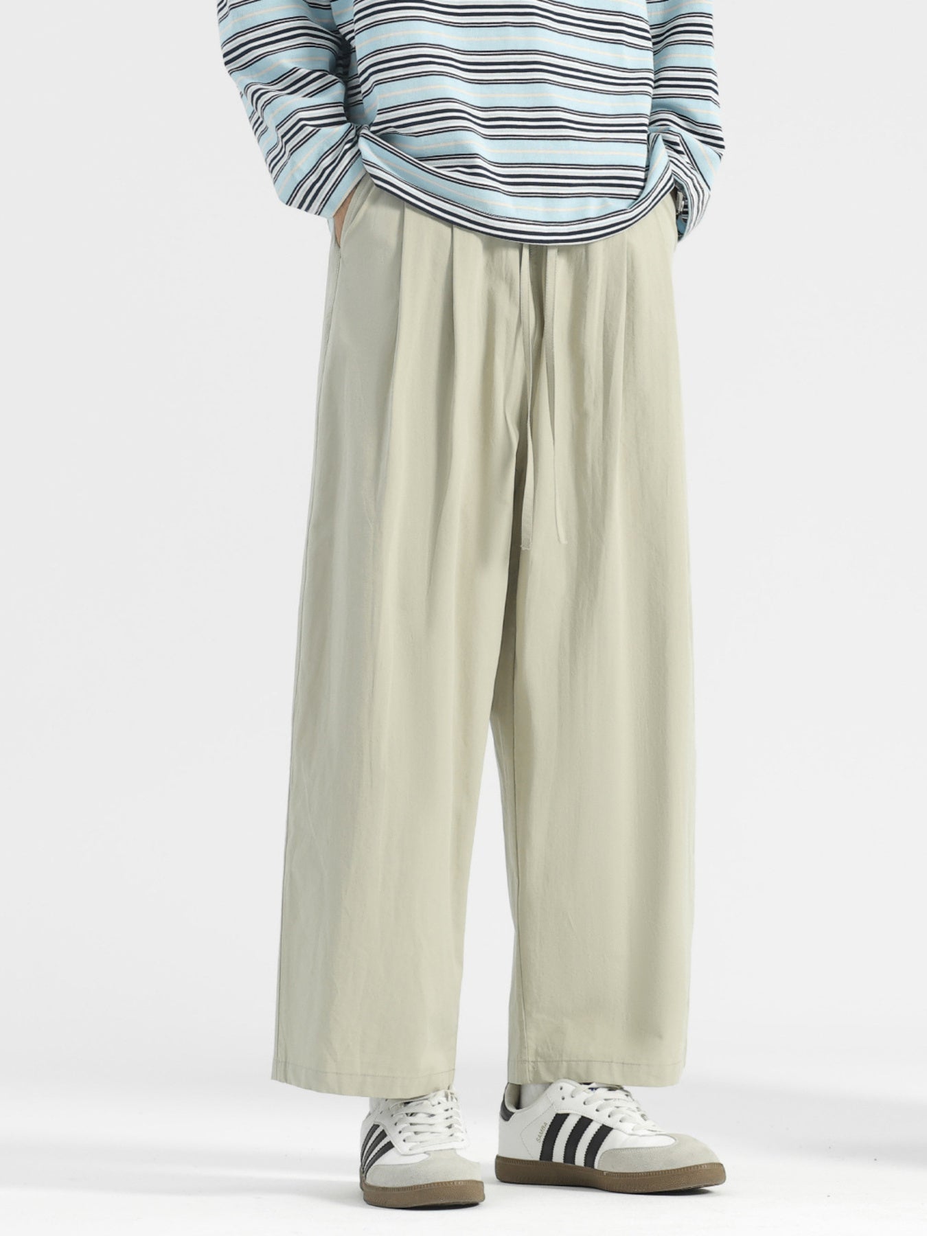 Men's Plus Size Wide Leg Drawstring Casual Pants