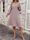 Leopard Balloon Sleeve Midi Dress