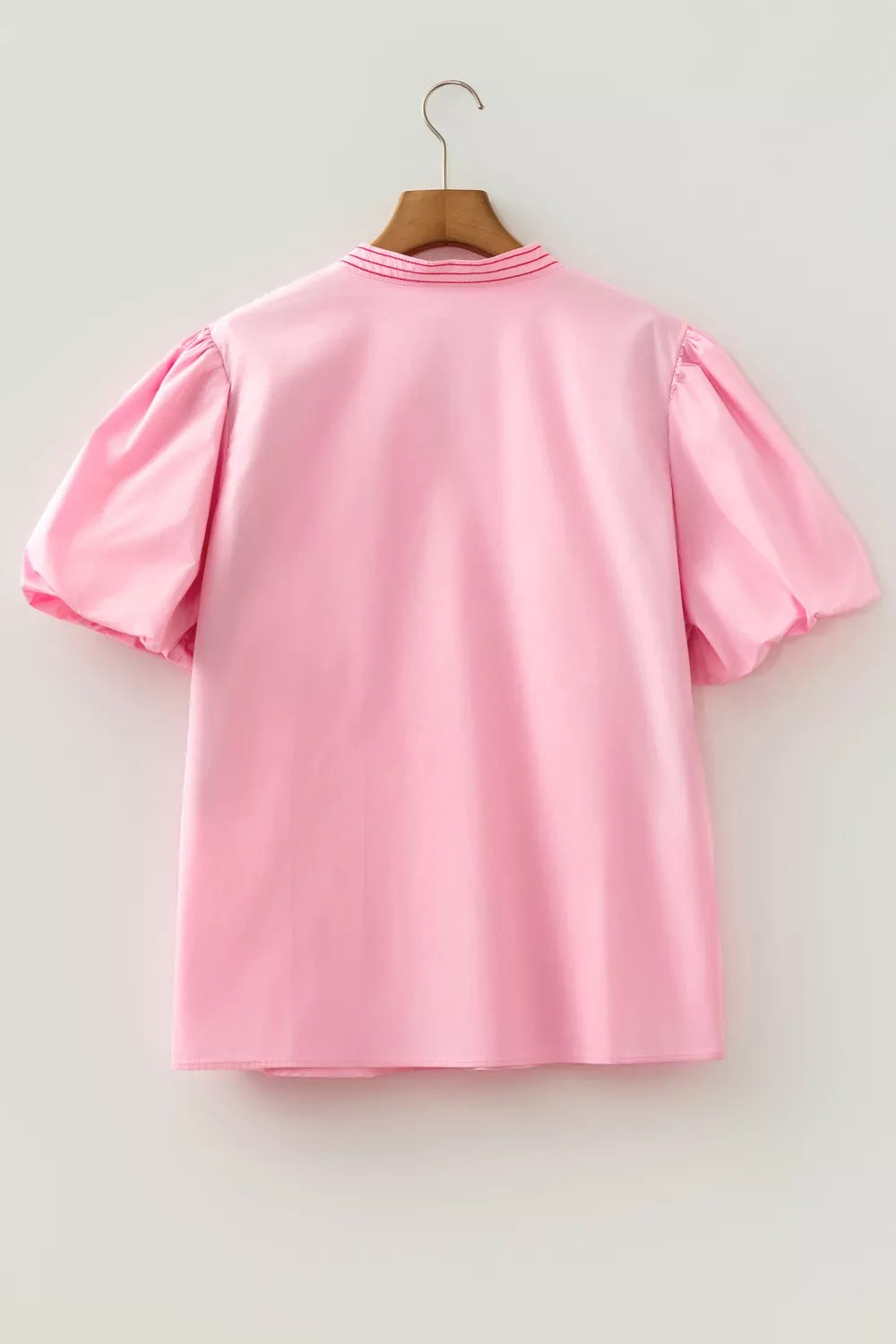 Embroidered Detail Puff Sleeve Cotton Blouse