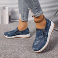 Zip Detail Round Toe Slip-Ons