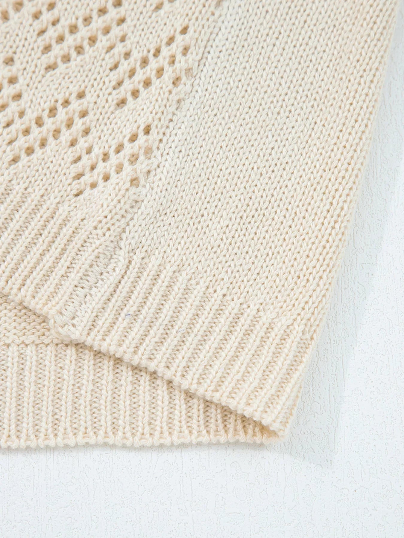 Hollowed Knit Open Front Cardigan