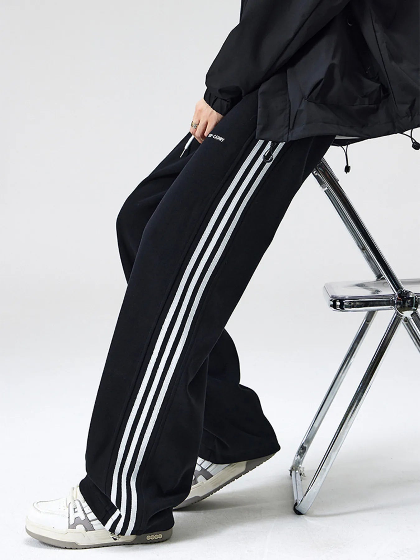 Men's Plus Size Drawstring Striped Wide Leg Pants