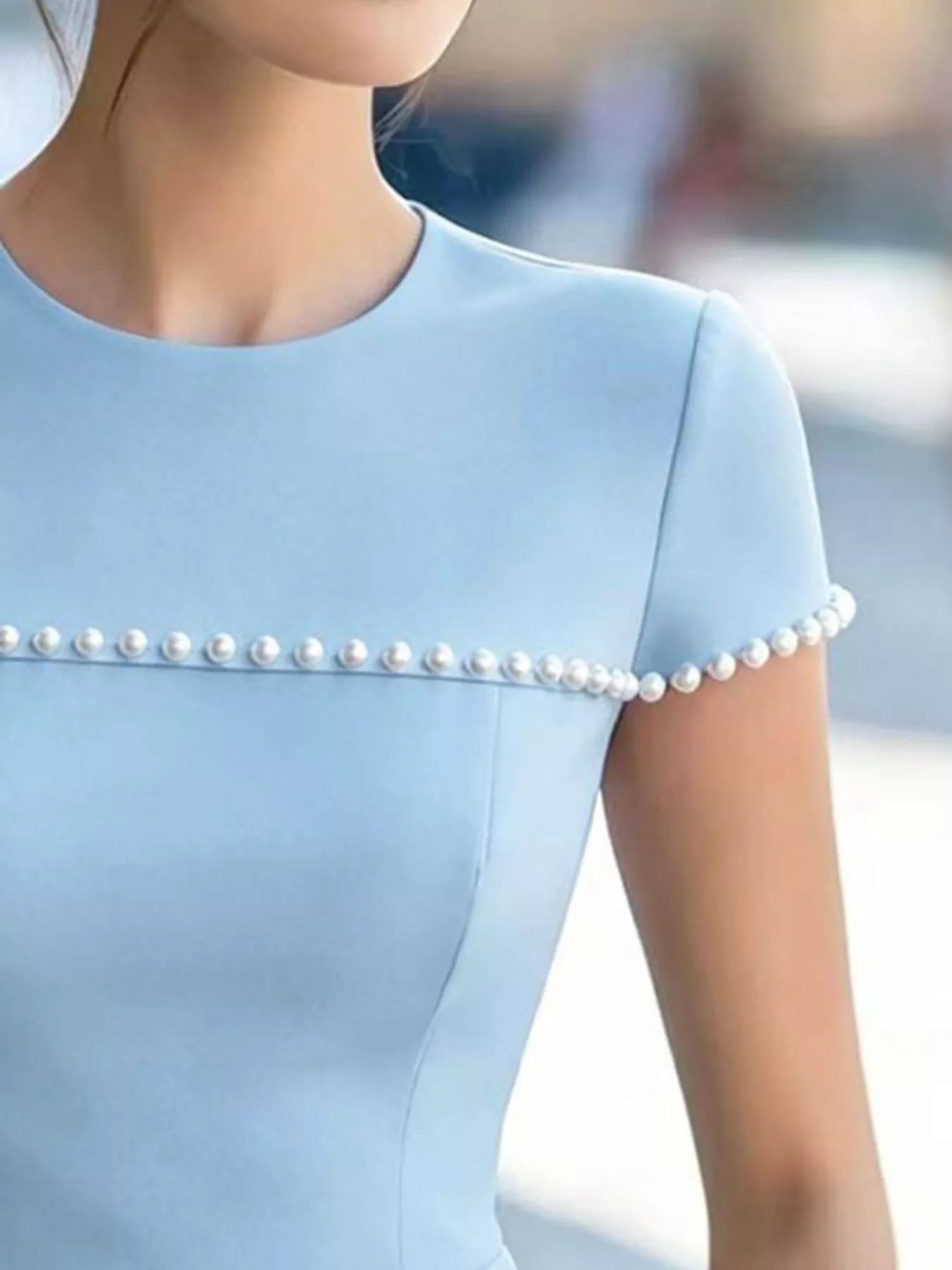 Pearl Embellished Peplum T-Shirt