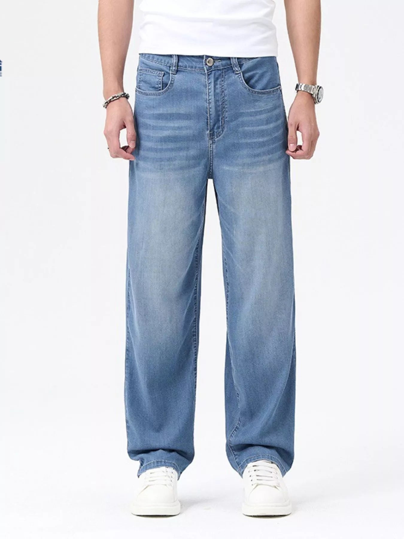 Men's Wash Wide Leg Jeans