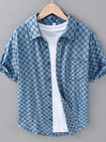 Men's Plus Size Checkered Pattern Short Sleeve Casual Shirt