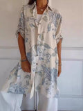 Full Size Floral Print Button-Up Shirt Dress Plus Size