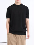 Men's Plus Size Diamond Pattern Knitted Short Sleeve T-Shirt