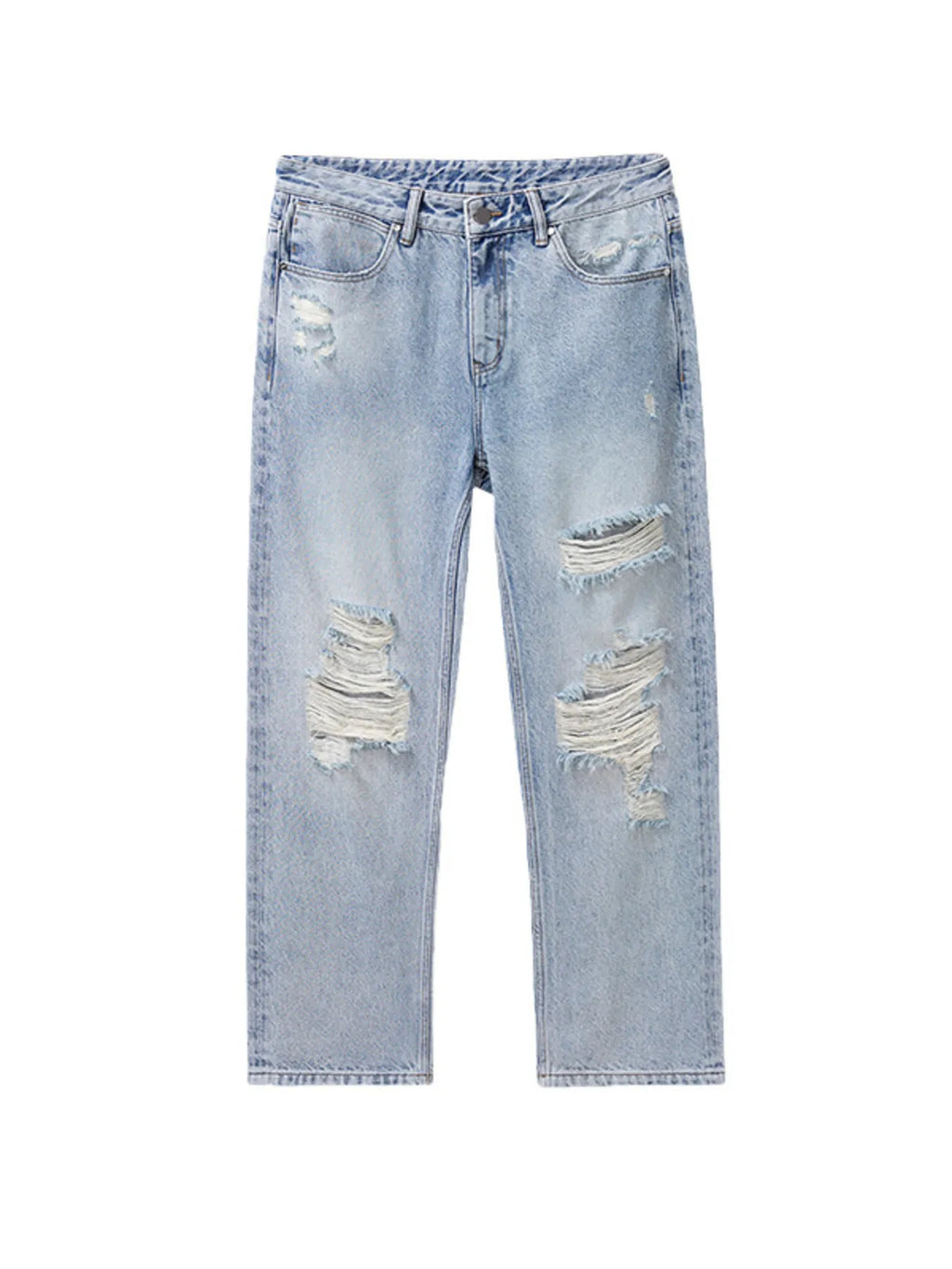 Men's Distressed Washed Wide Leg Jeans