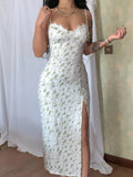 Split Printed Sweetheart Neck Cami Dress