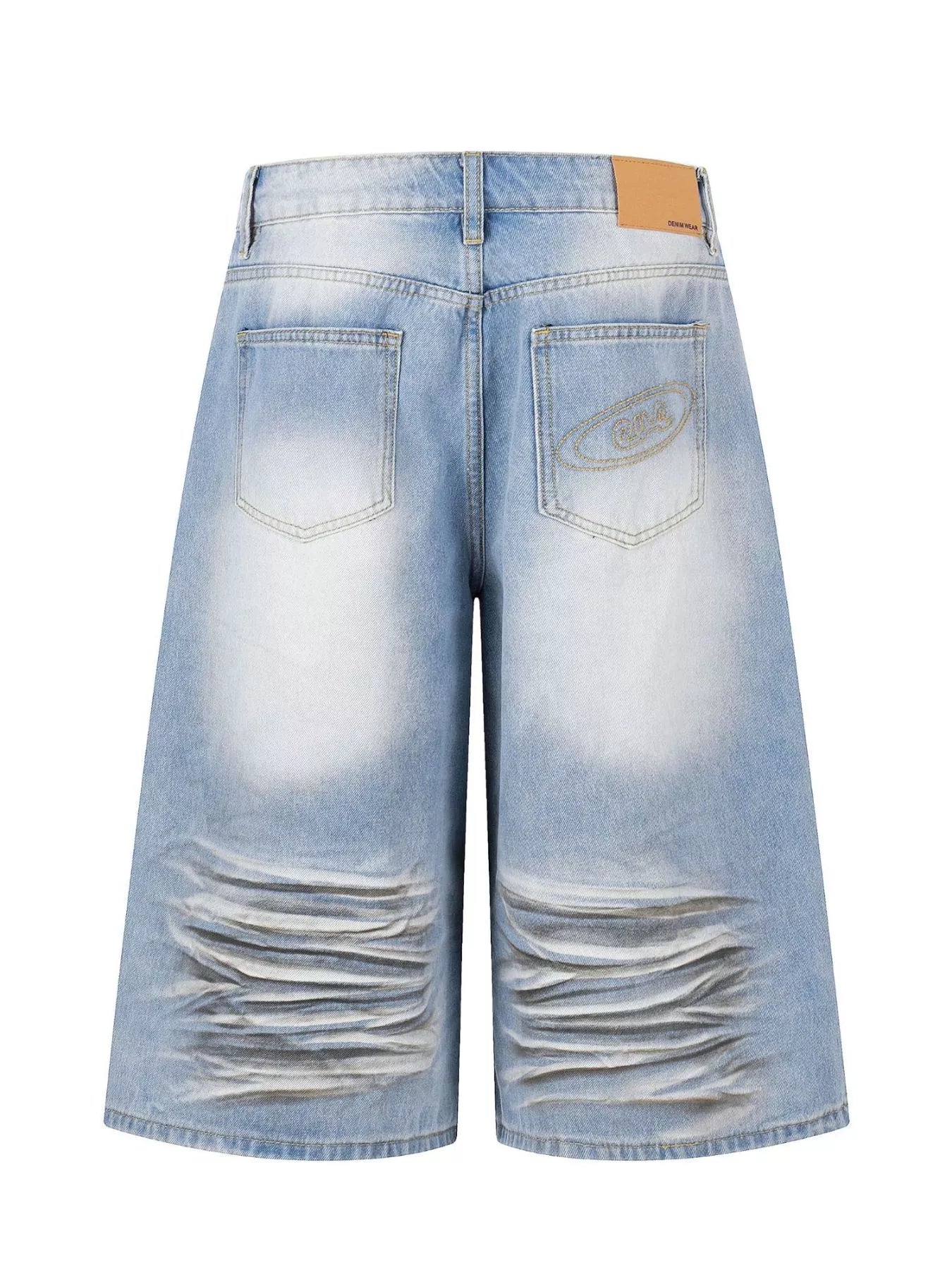 Men's Full Size Distressed Wide-Leg Capri Jeans Plus Size