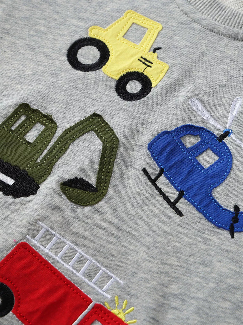 Children's Cartoon Vehicle Graphic Crew Neck Sweatshirt