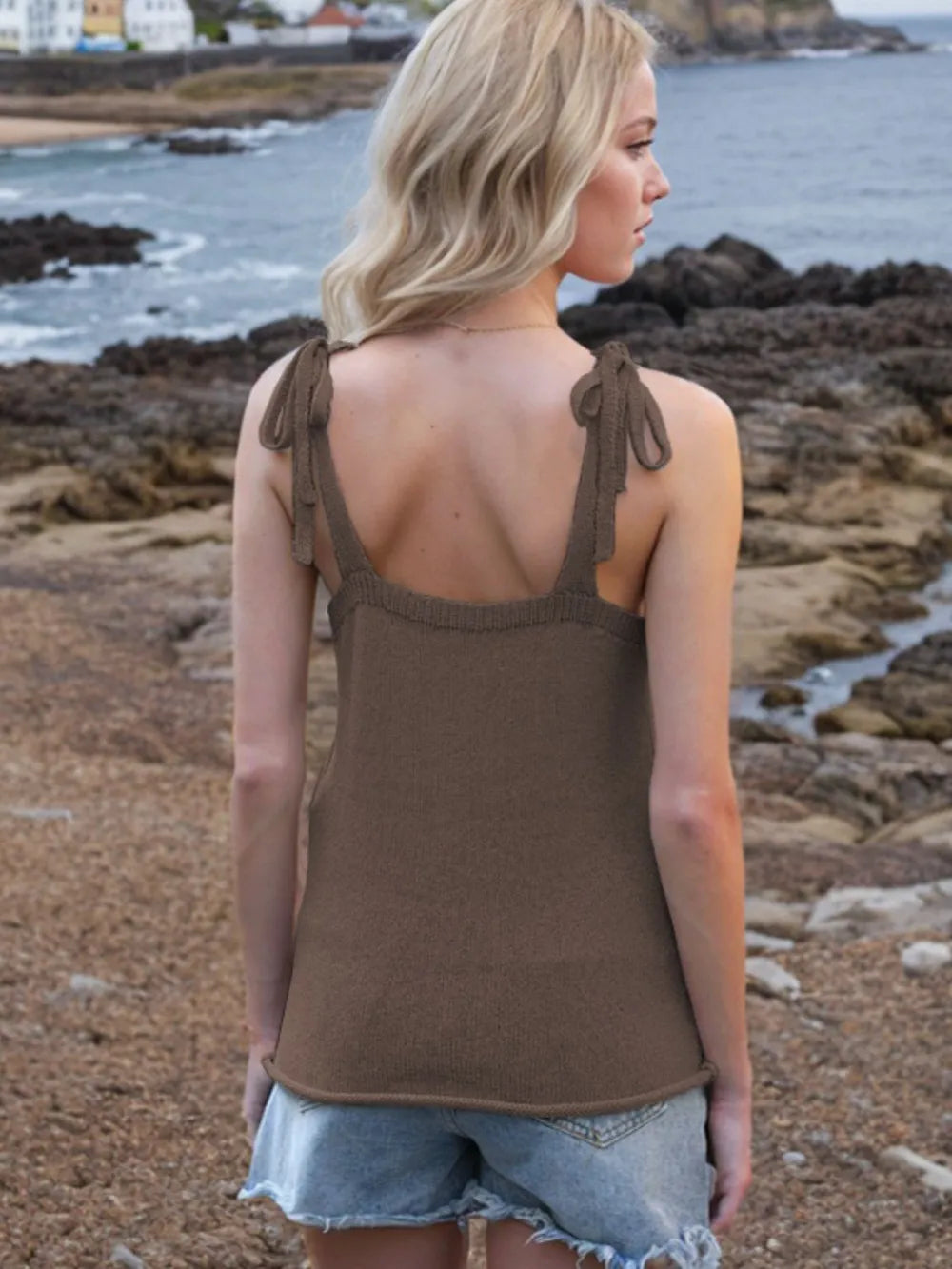 Tie Shoulder V-Neck Sweater Vest
