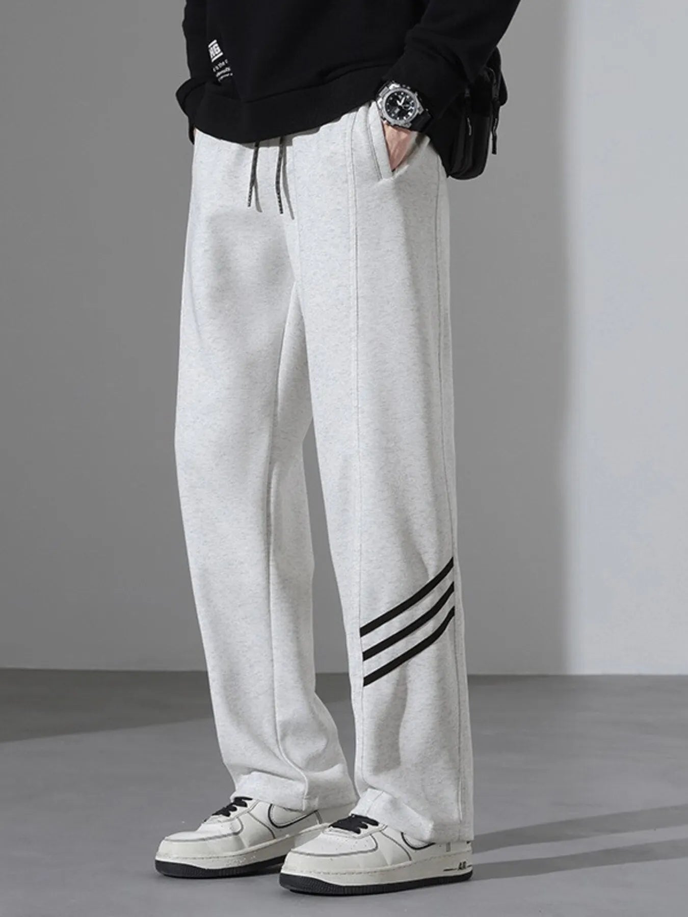 Men's Full Size Casual Loose Fit Sweatpants with Stripes Plus Size
