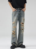 Men's Full Size Distressed Wide Leg Jeans Plus Size