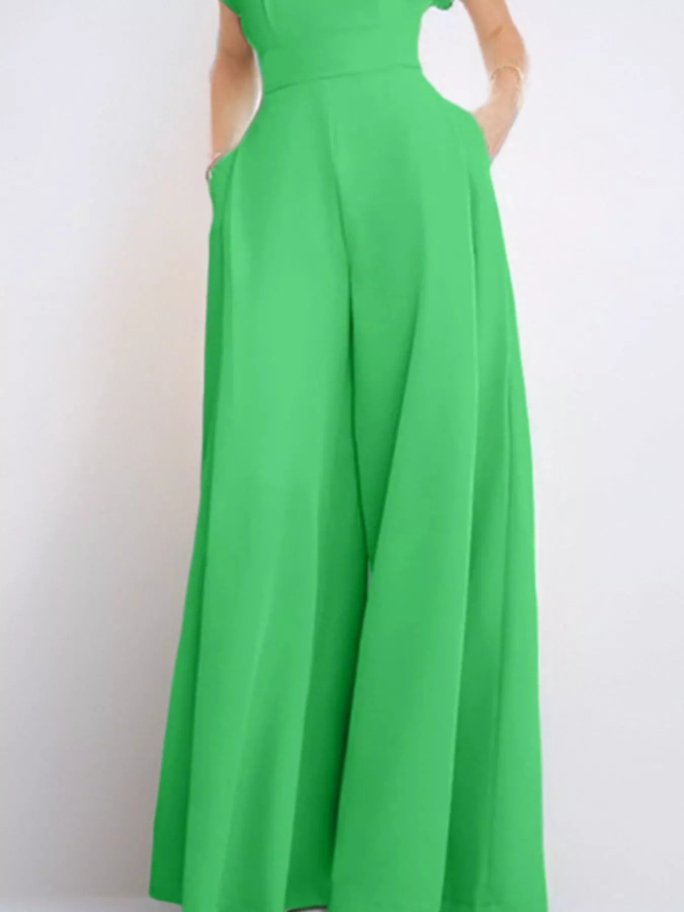 Full Size Notched Wide Leg Jumpsuit Plus Size
