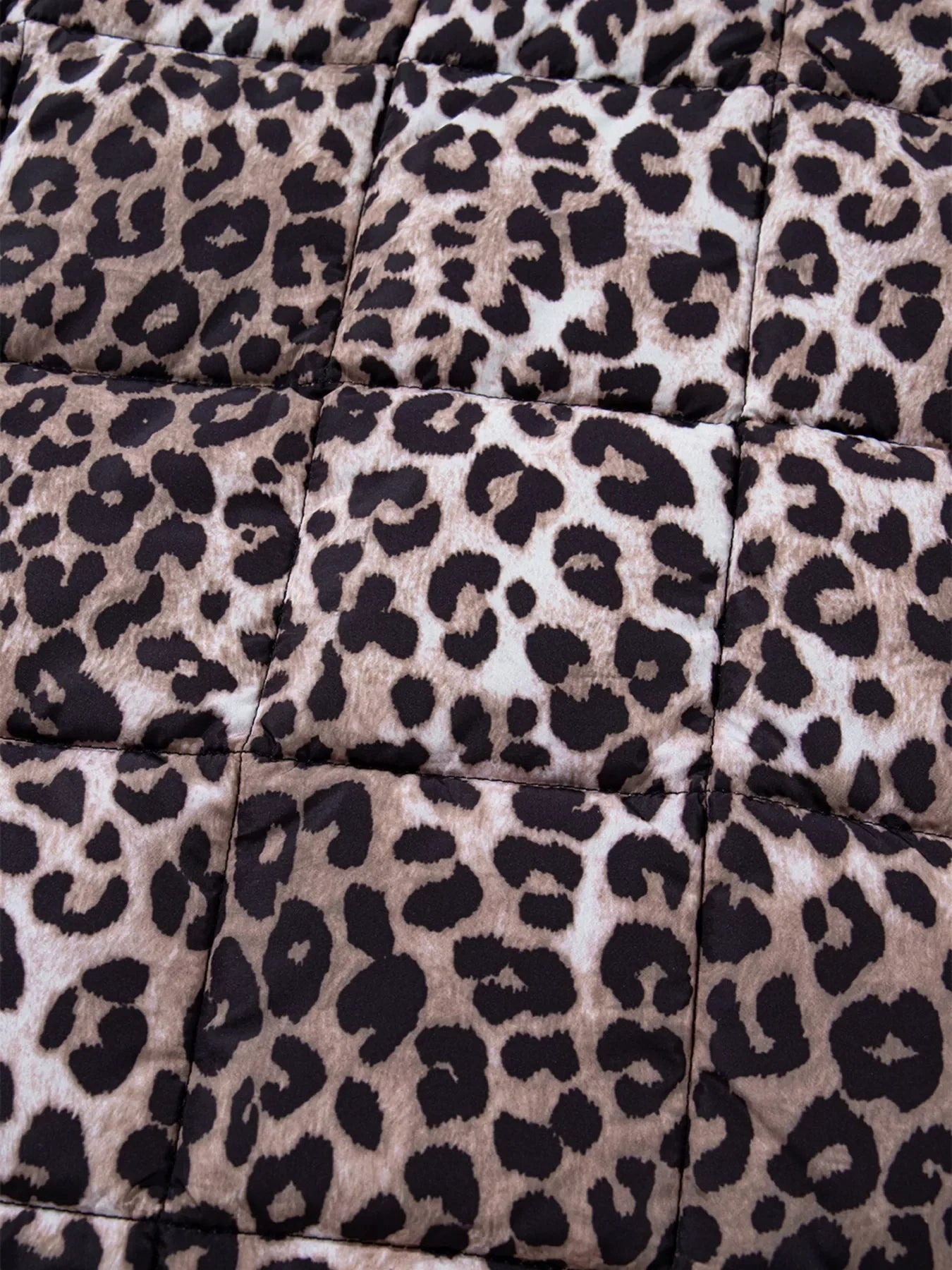 Leopard Quilted Full Zipper Casual Puff Vest