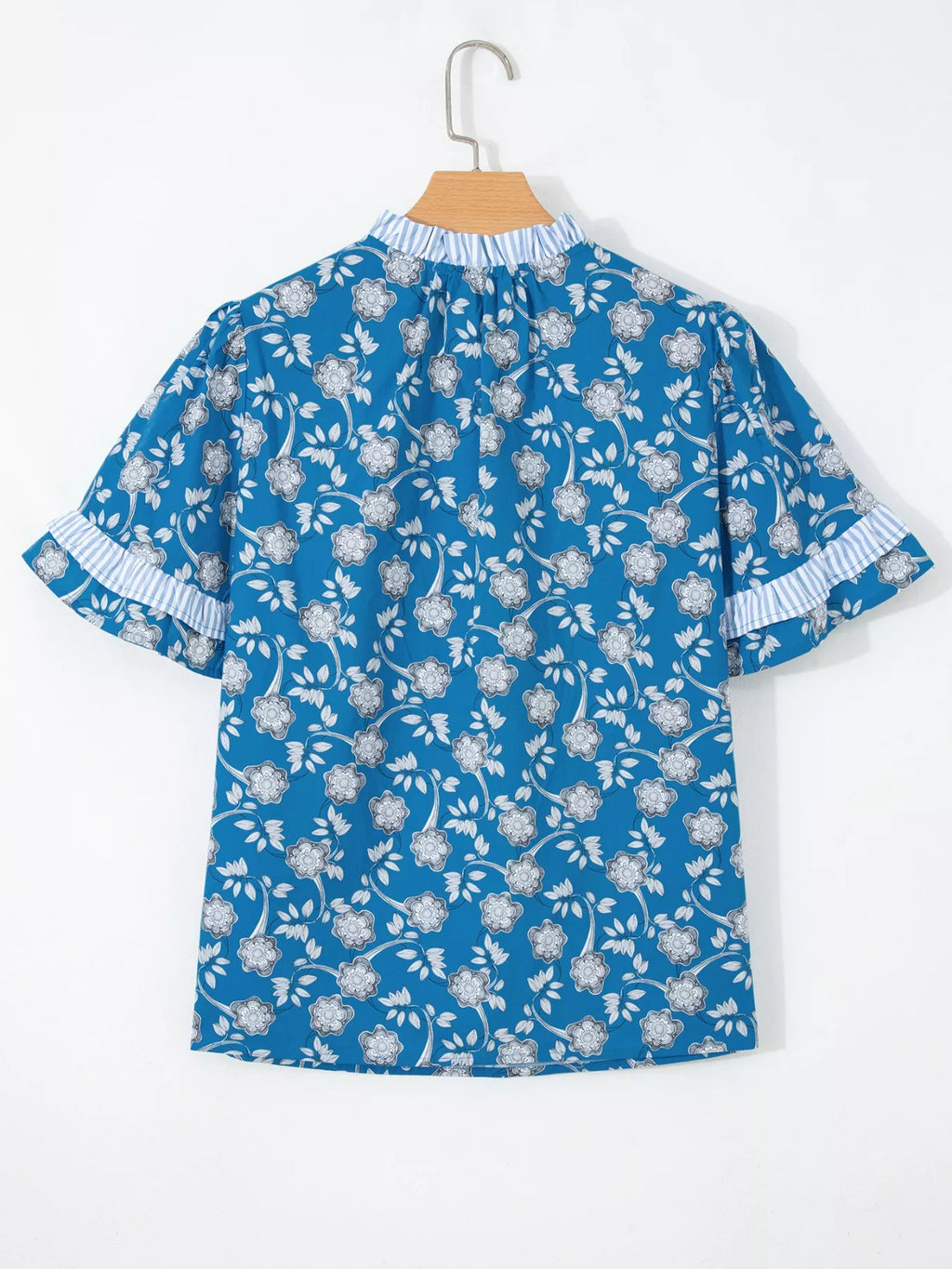 Floral Print Ruffle Sleeve Blouse